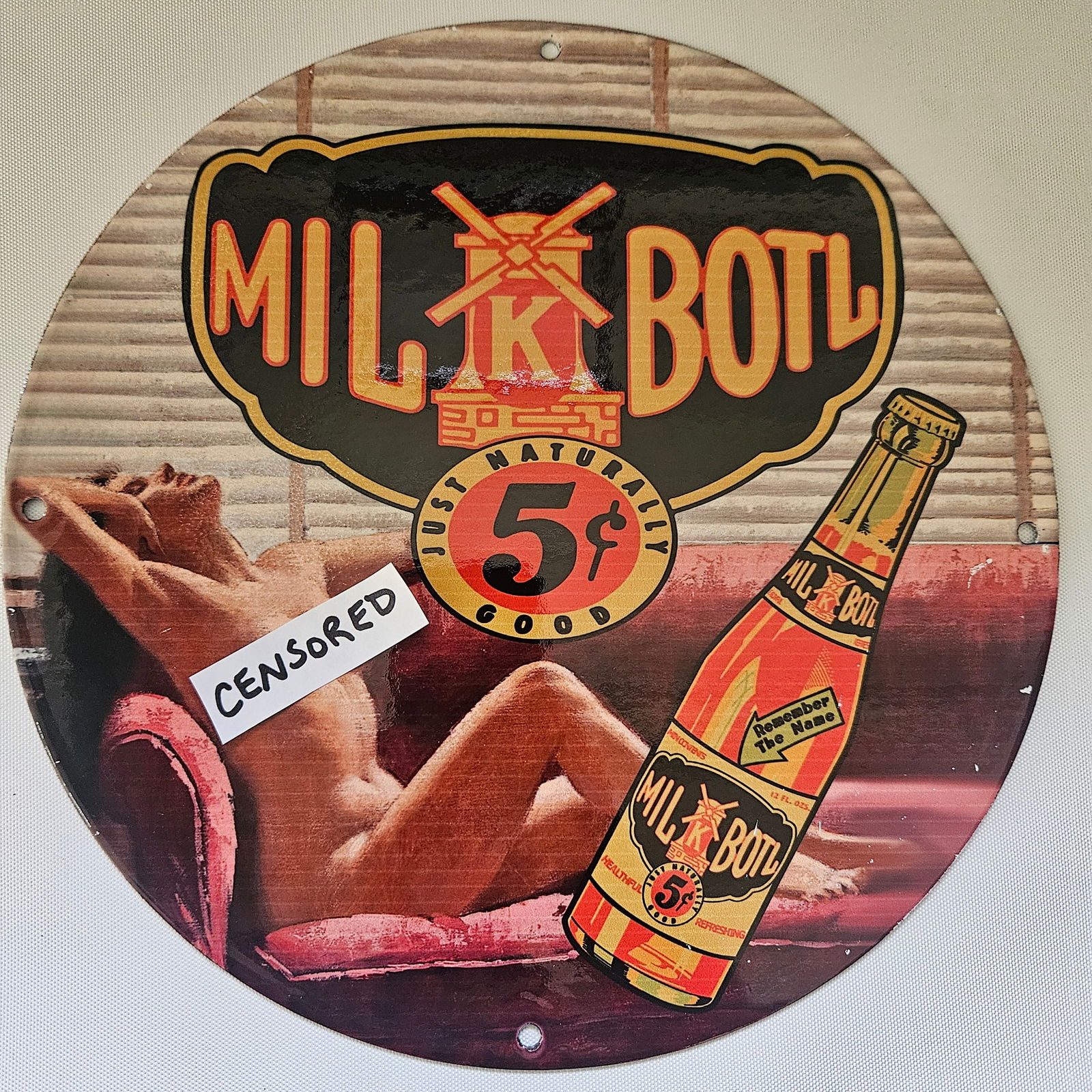 MILK BOTL DRINK GAS OIL GARAGE MAN CAVE PORCELAIN SIGN (1 of 2)