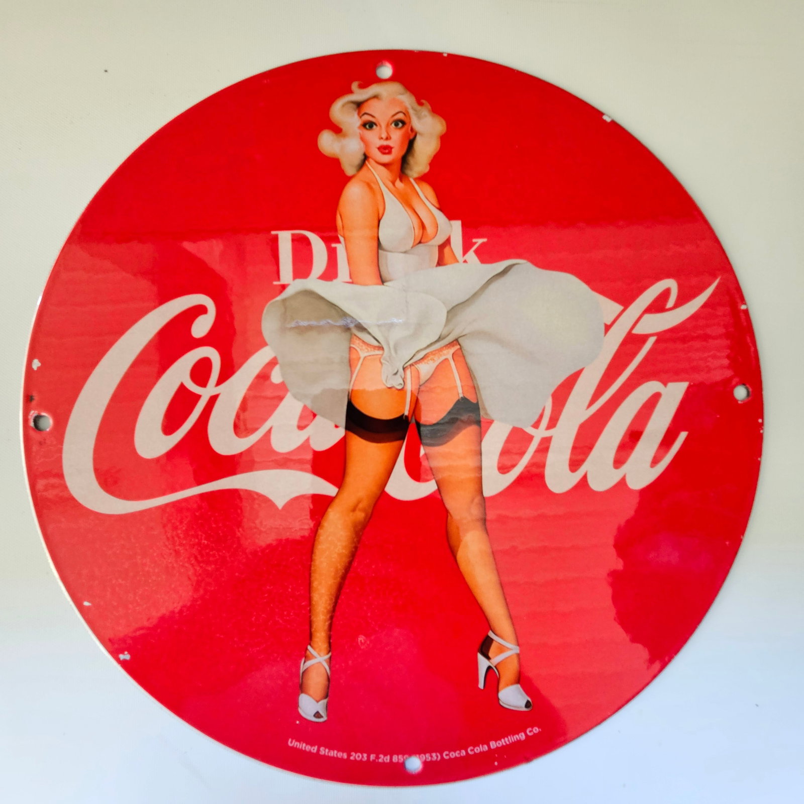 DRINK COCA-COLA GAS OIL GARAGE MAN CAVE PORCELAIN SIGN (1 of 2)