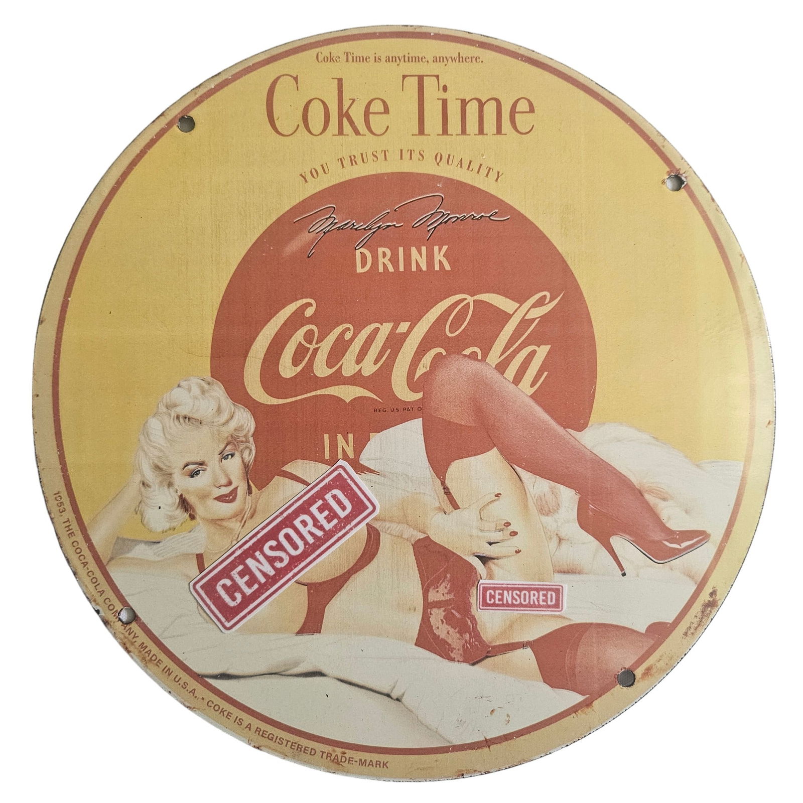 1953 Marilyn Monroe Coca-Cola Porcelain Sign - 12" Vintage Advertising Collectible (1 of 3)