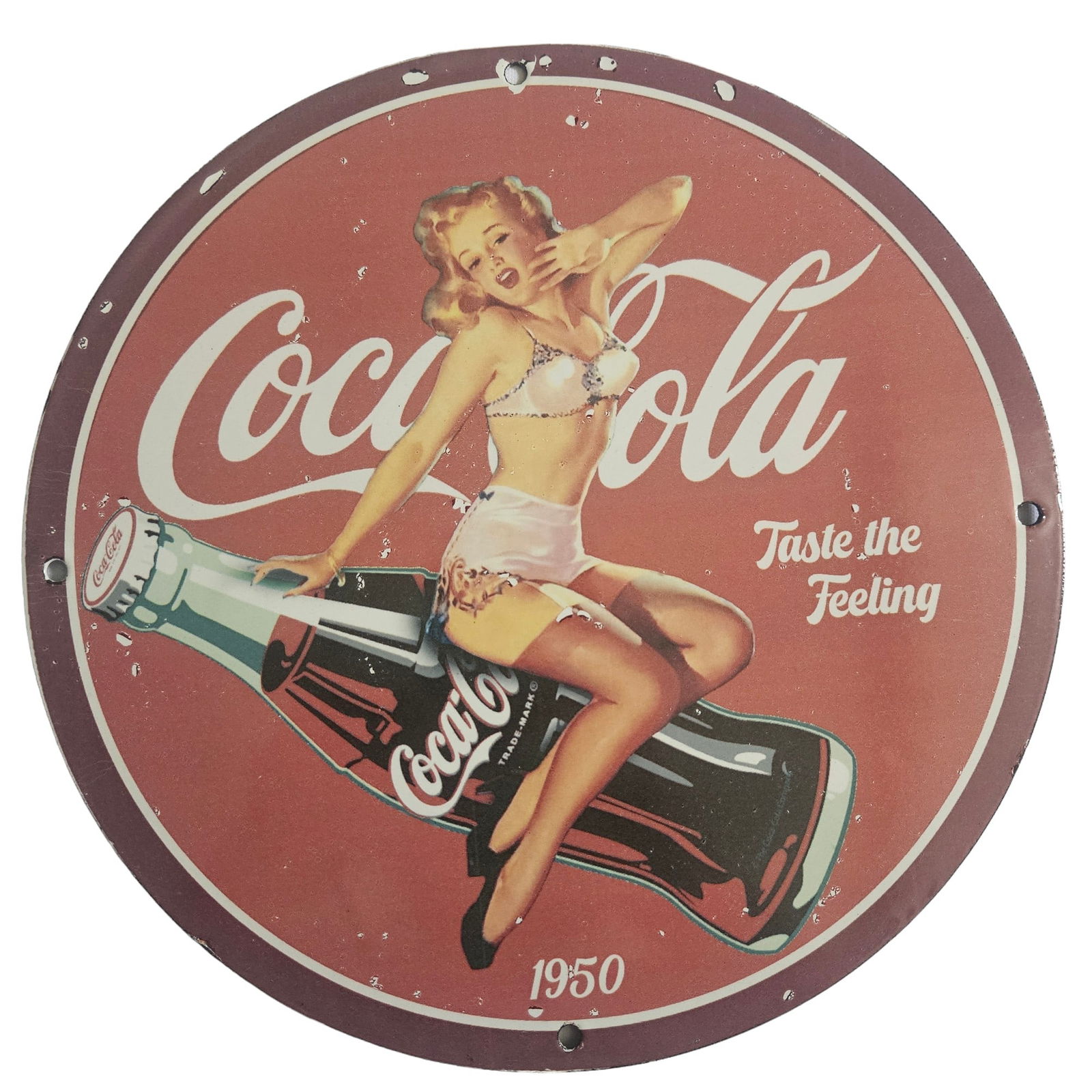 Vintage 1950 Coca-Cola Porcelain Sign Featuring Marilyn Monroe Soda Pop Beverage Advertising Sign (1 of 3)