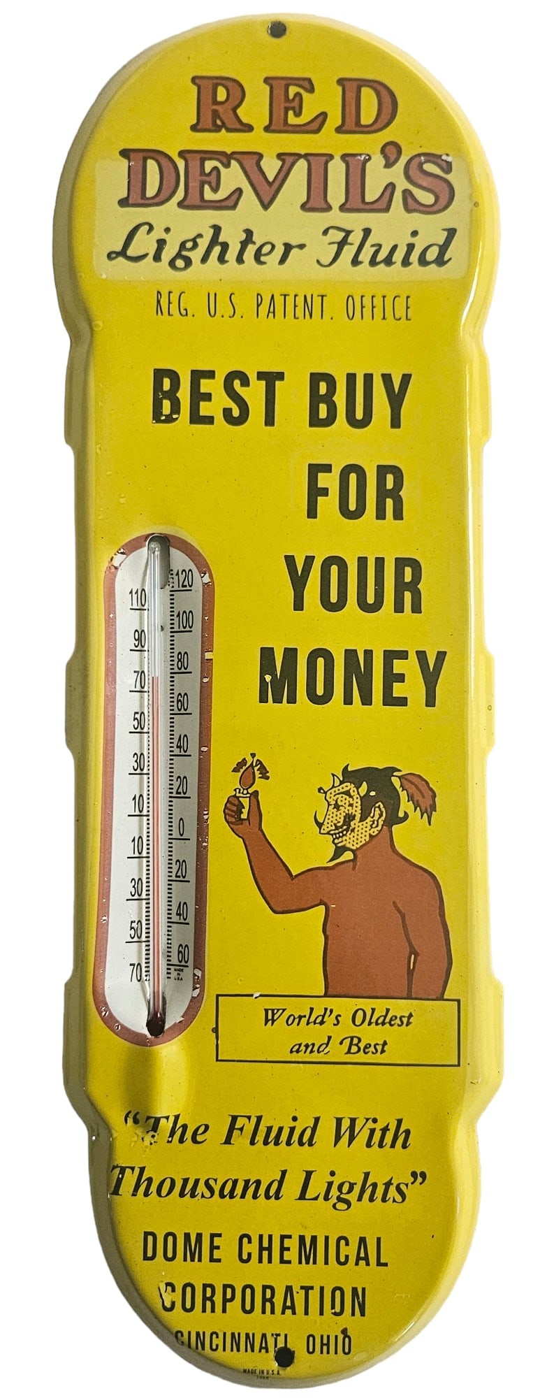 Vintage 1966 Red Devil's Lighter Fluid by Dome Chemical Corp. Gas & Oil Advertising Thermometer (1 of 20)