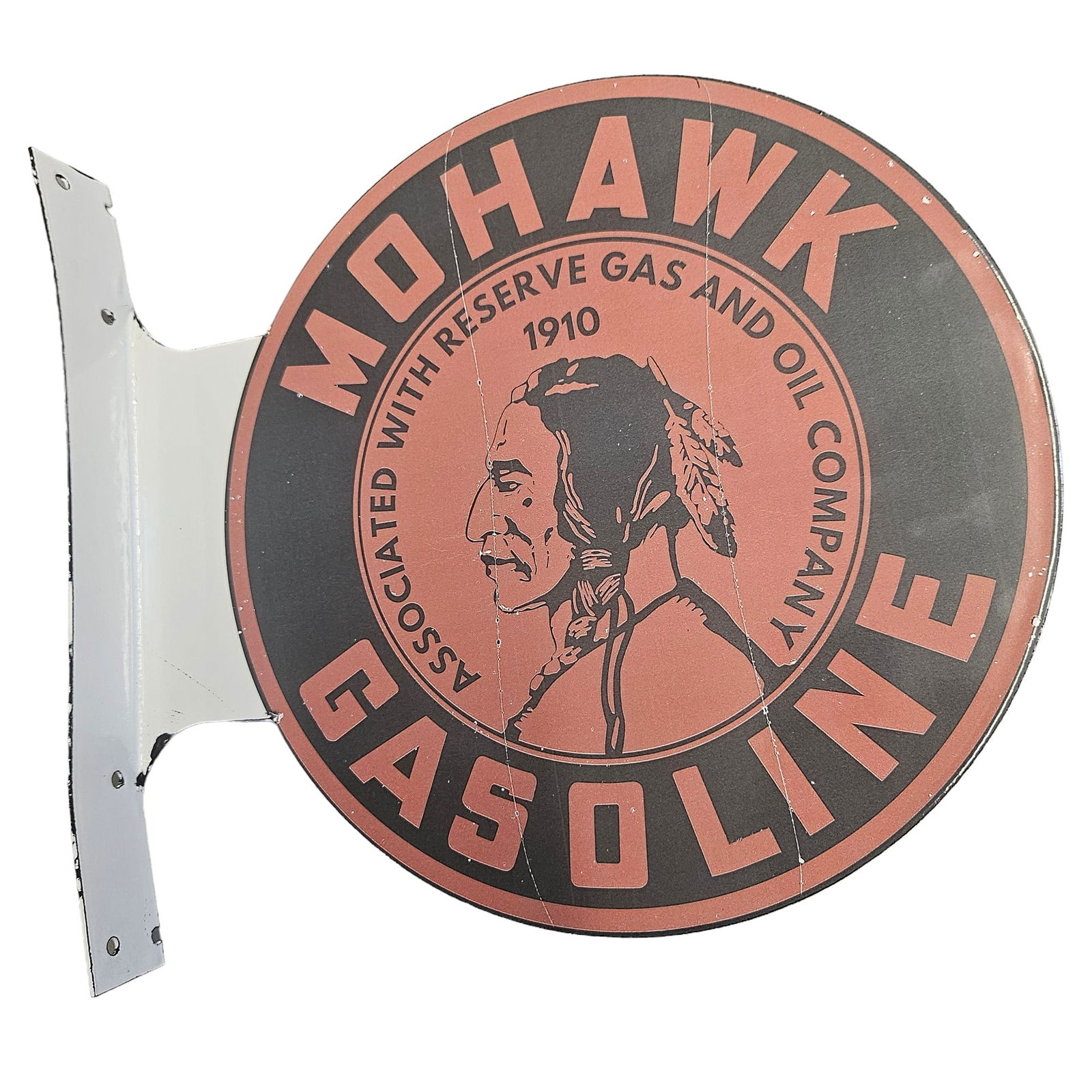 Vintage 1910 Mohawk Gasoline Associated with Reserve Gas & Oil Co. Gas & Oil Advertising Porcelain (1 of 4)
