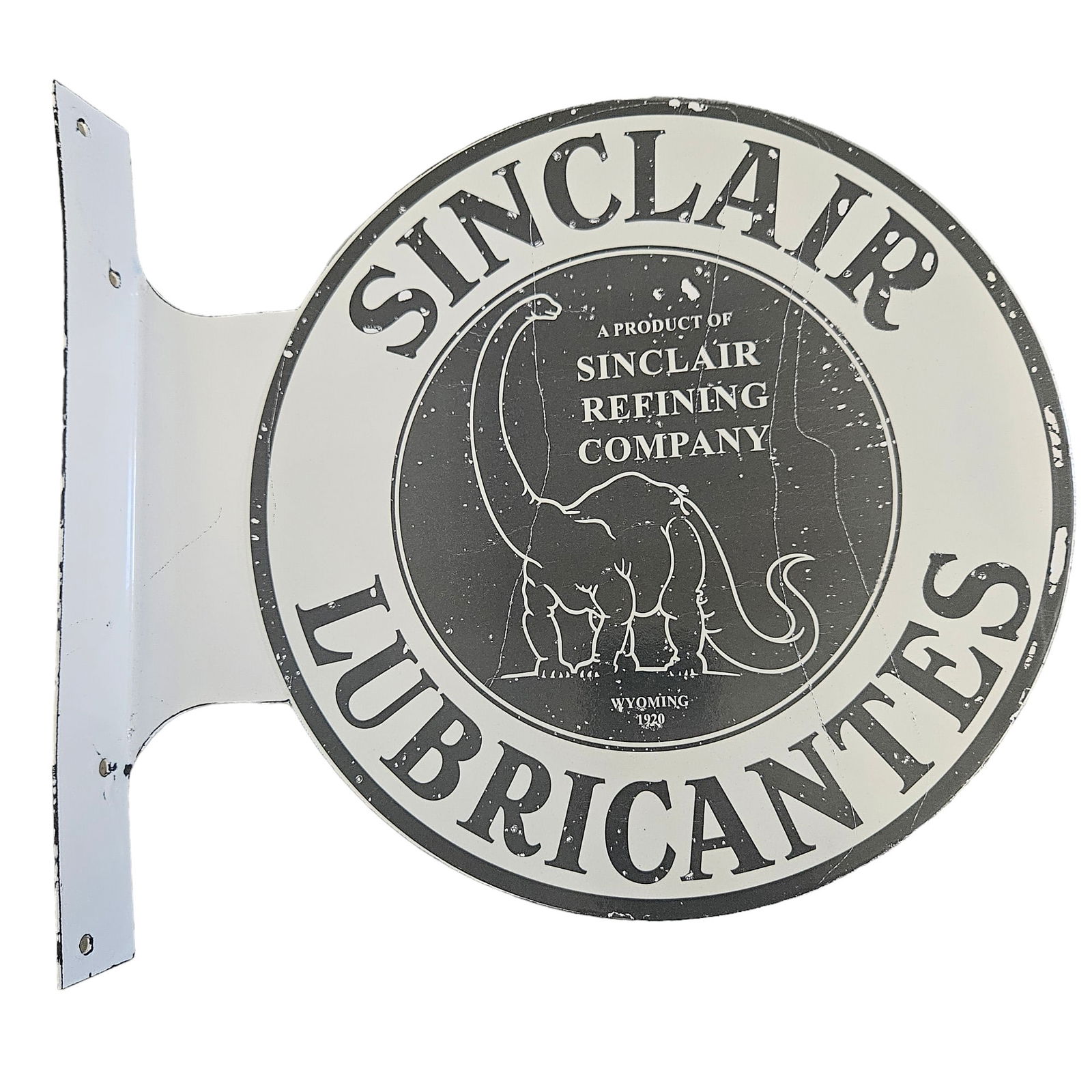 Vintage 1920 Sinclair Lubricantes by Sinclair Refining Co. Gas & Oil Advertising Porcelain Flange (1 of 4)