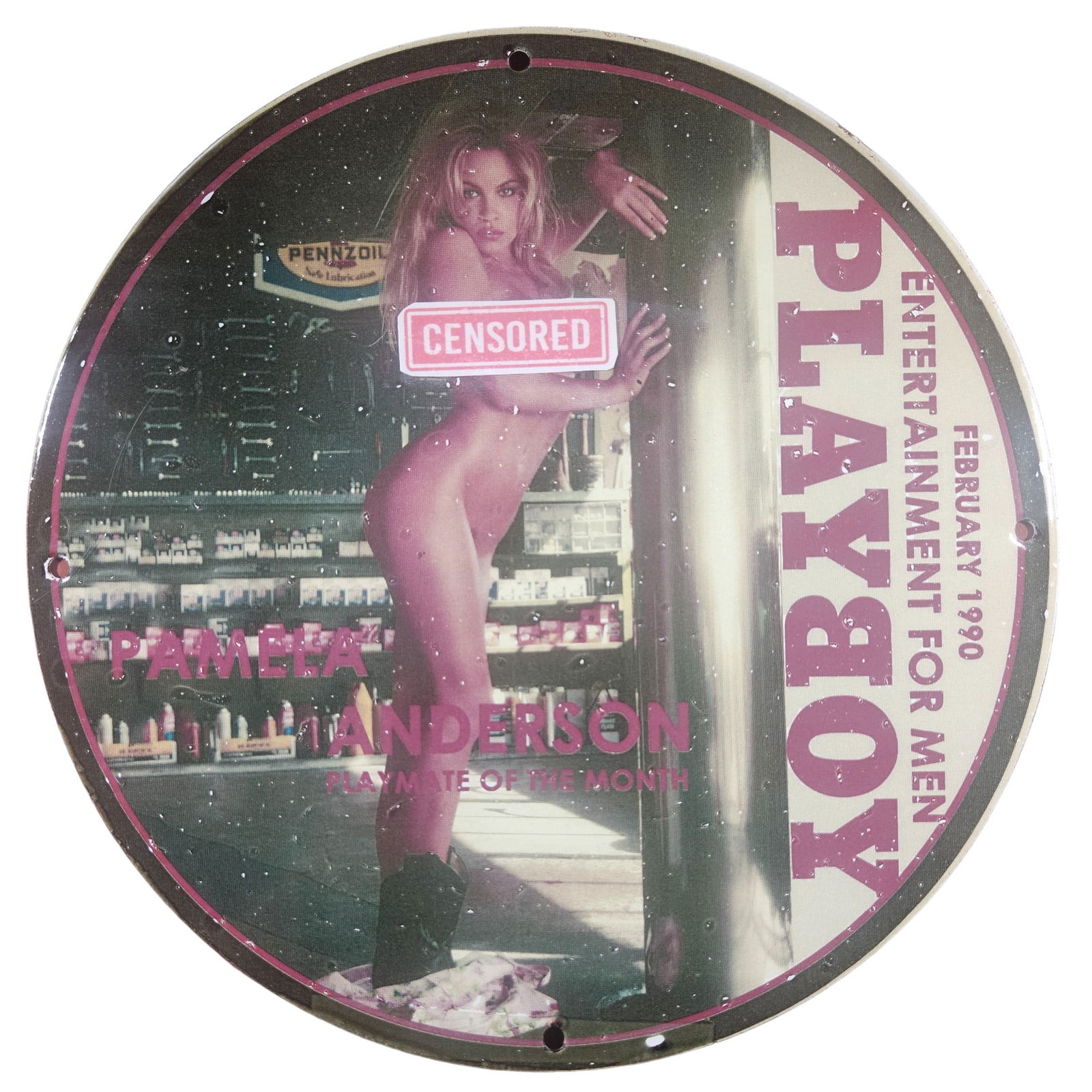 Vintage 12-inch Collectible Rare Porcelain Sign - Playboy Pamela Anderson 1990 (1 of 2)