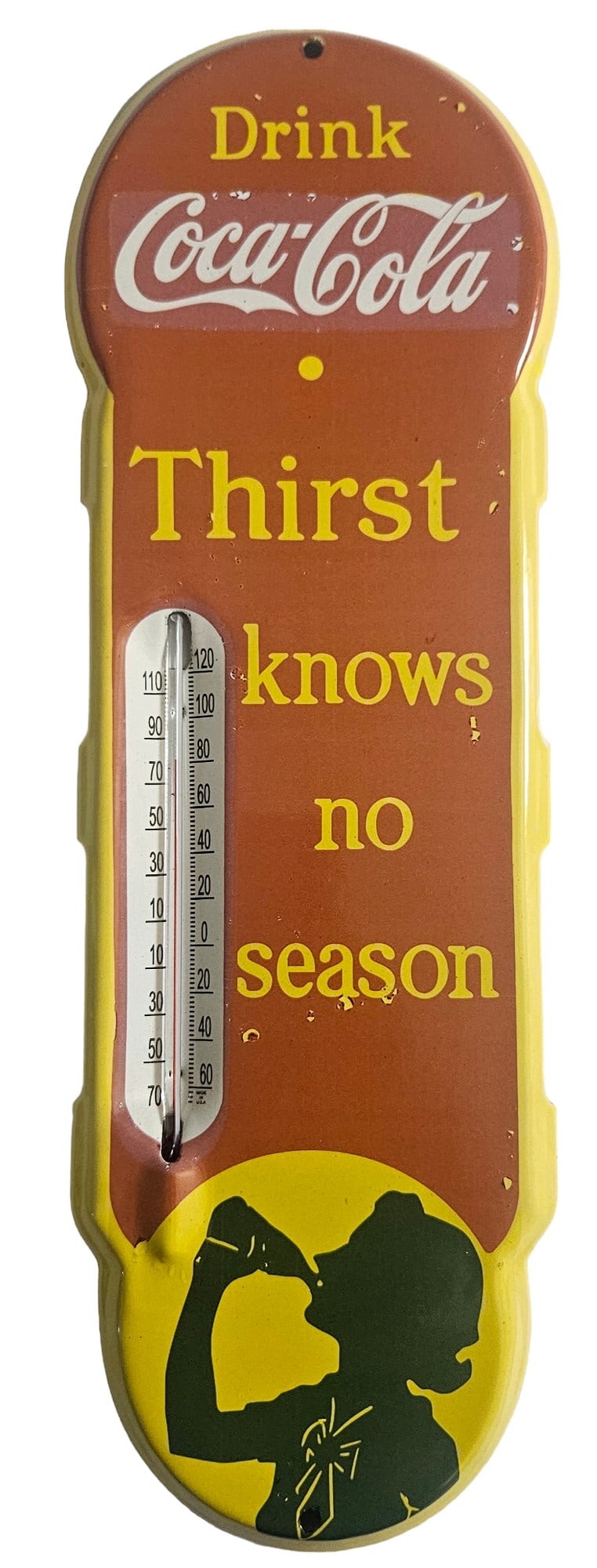 Vintage Coca-Cola Porcelain Thermometer Sign Display - 1950s (1 of 2)