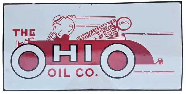 Vintage Ohio Oil Co. 2x4 ft Porcelain Sign Extremely Rare Collectible: Description:For auction is a super rare and highly collectible Ohio Oil Co. porcelain sign, measuring an impressive 2 feet by 4 feet. This vintage sign is a true gem for collectors and enthusiasts ali