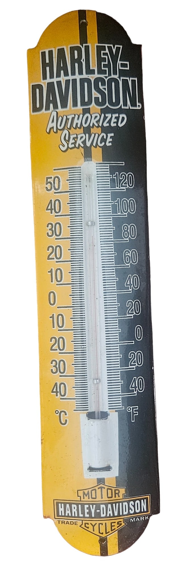 Vintage Harley-Davidson Authorized Service 12" Porcelain Thermometer Sign (1 of 2)