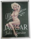 Rare Vintage 1954 Jaguar Sales & Service Porcelain Sign Iconic Blonde Pin-Up 12.5"x16"