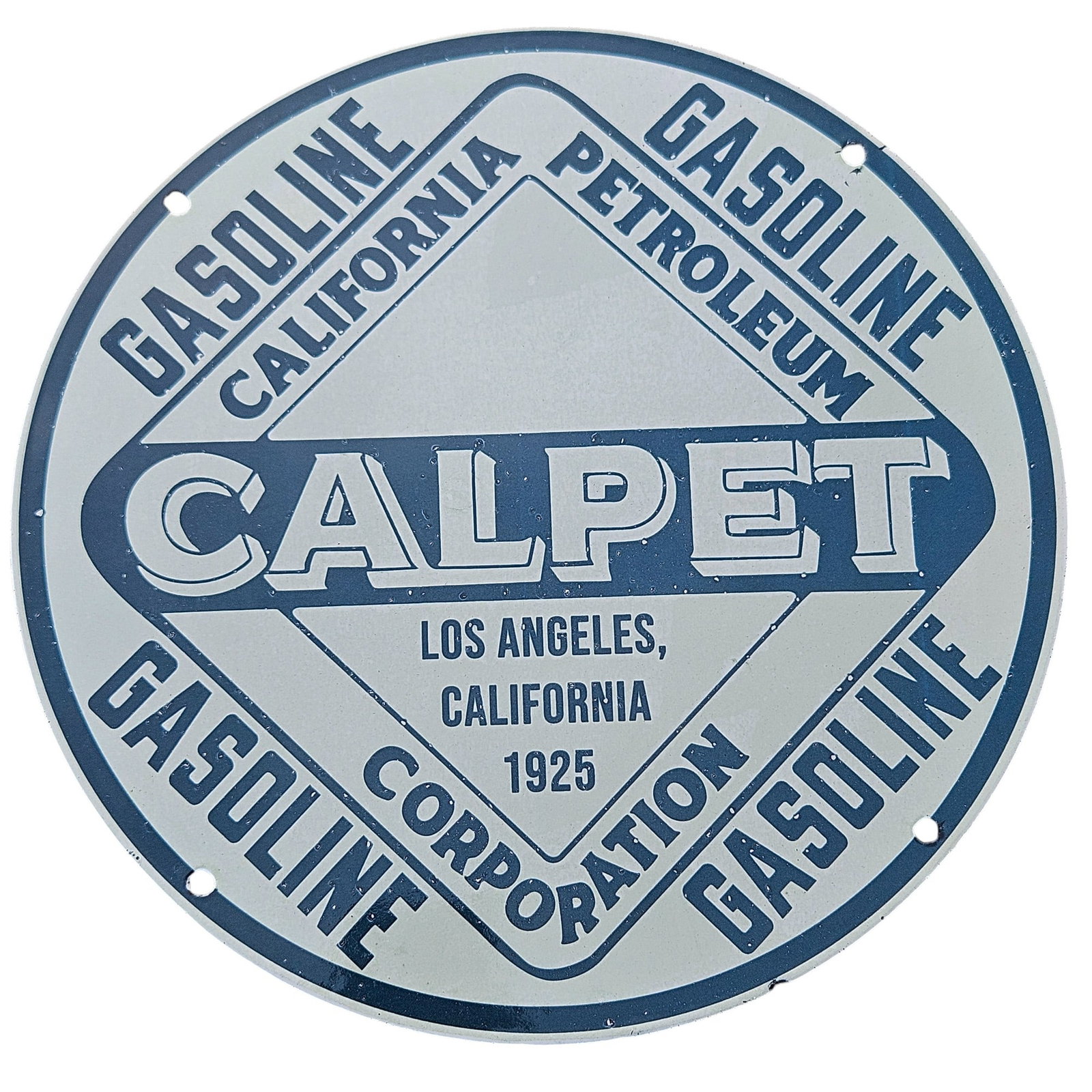 Rare 1925 CALPET Porcelain Gasoline Sign - Vintage Petroliana Collectible (1 of 2)