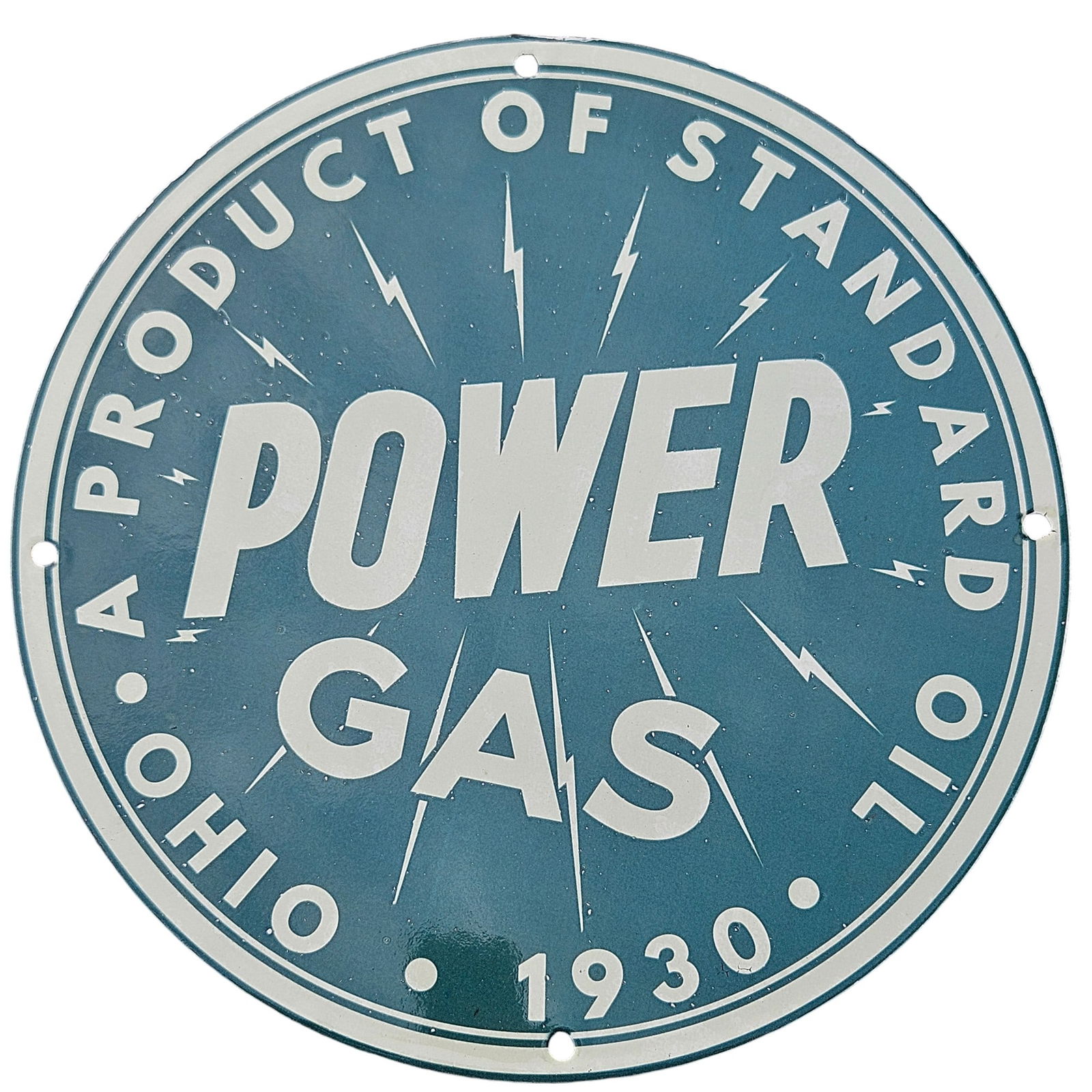 Vintage 1930 Porcelain 'Power Gas' Sign - Standard Oil Collectible 12" (1 of 2)