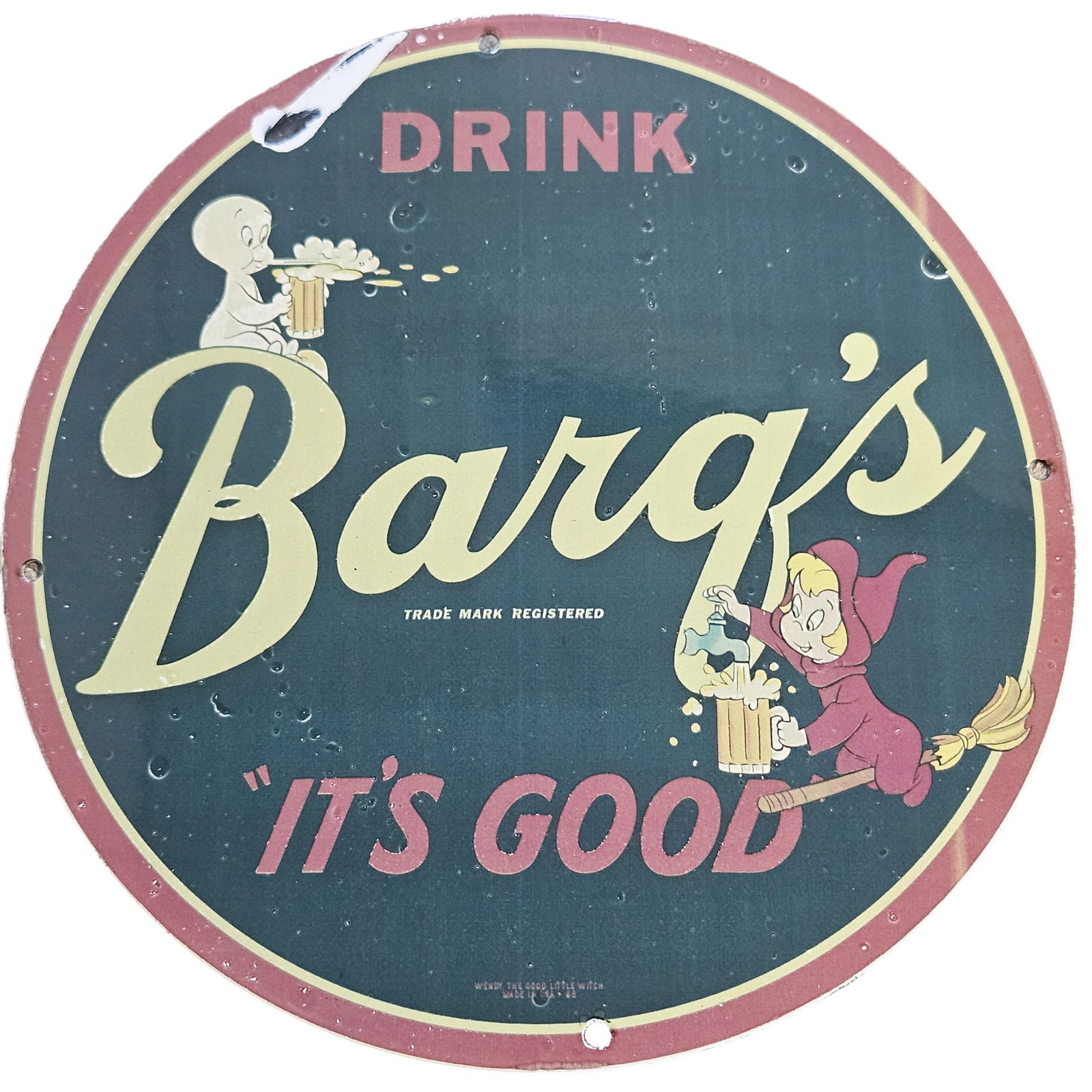 Vintage Barq's Root Beer Porcelain Sign - "It's Good" (1 of 2)