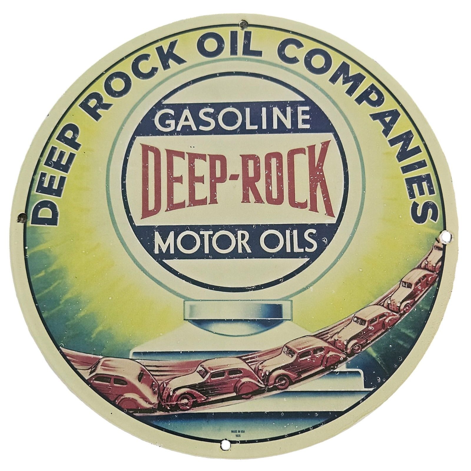 Exceptional 12" DEEP ROCK Oil Company Porcelain Sign - Vintage Petroliana Collectible (1 of 2)