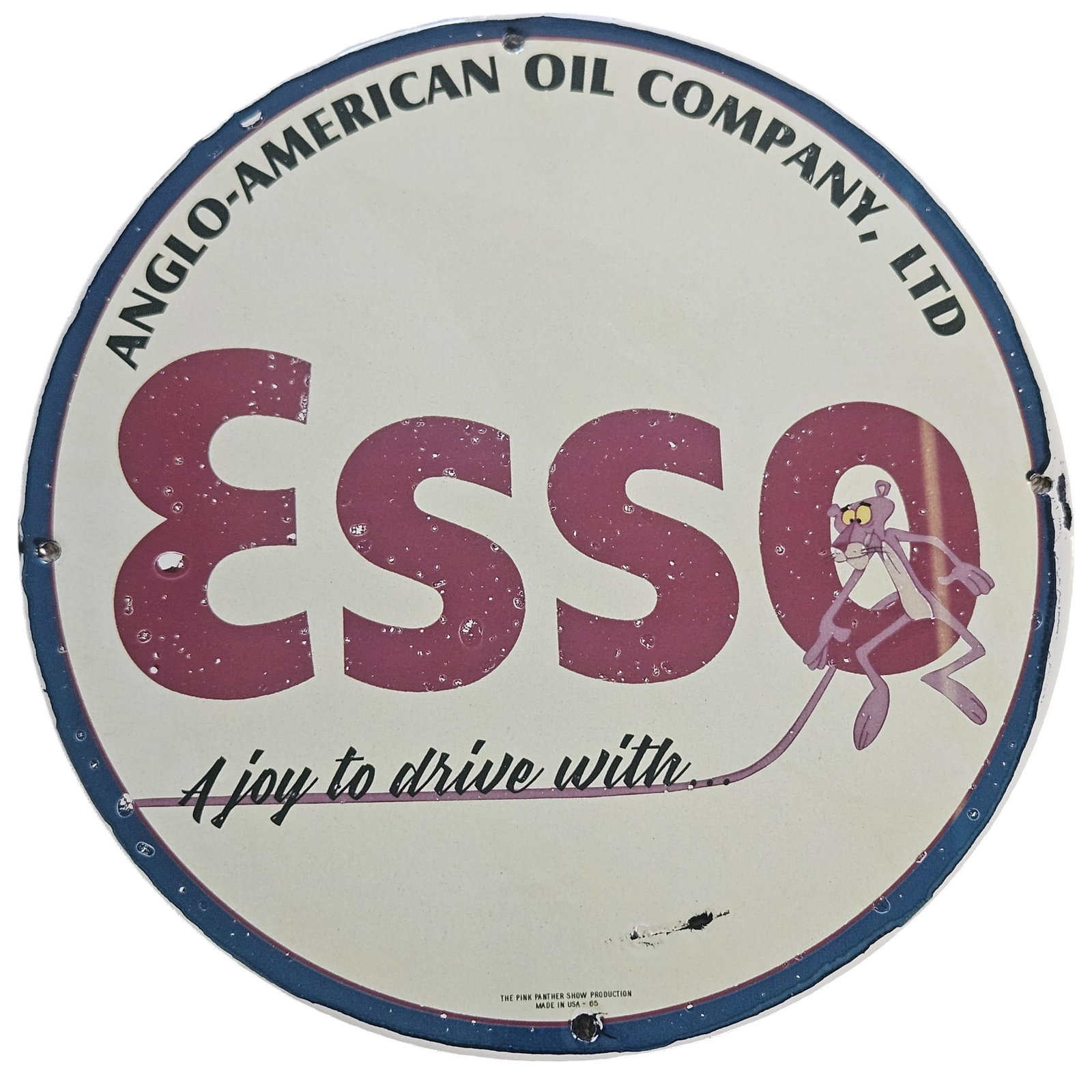 Vintage Esso Porcelain Sign from Anglo-American Oil: A Rare Collectible (1 of 2)
