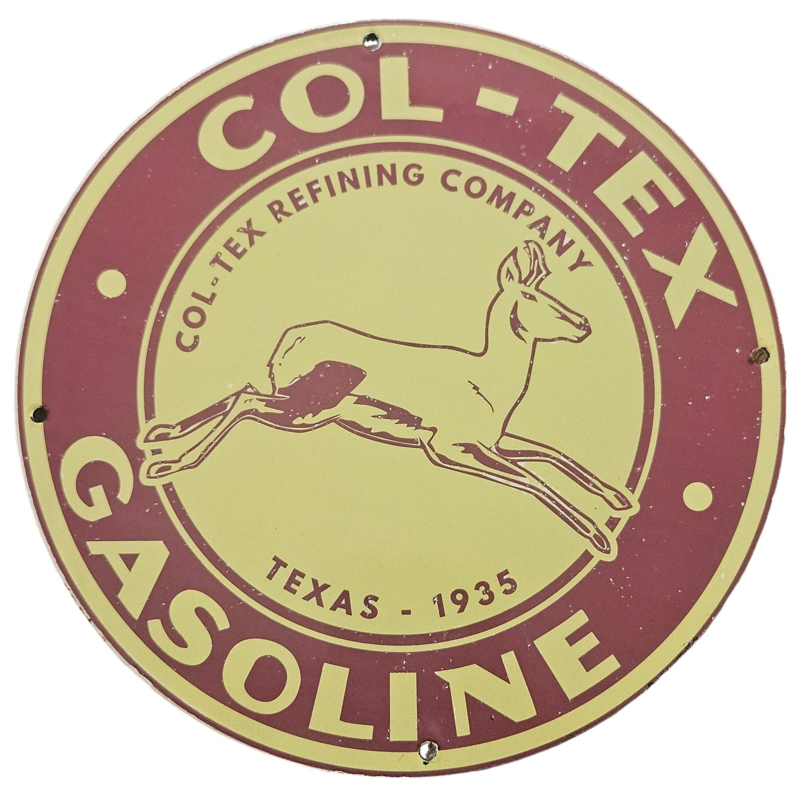 Vintage 1935 Col-Tex Gasoline Porcelain Sign - 12 Inches - Collector's Item (1 of 2)
