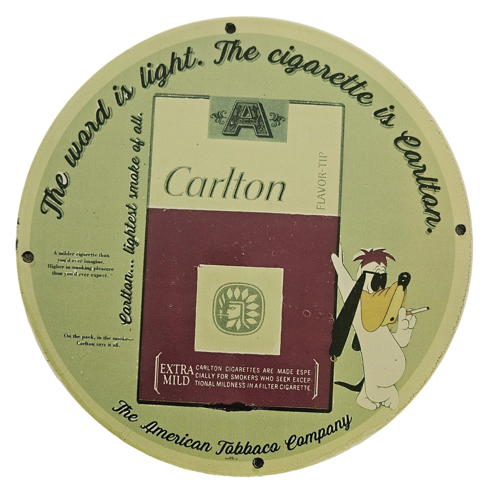 Vintage Carlton Cigarettes Porcelain Sign 12 inches - Collectible Tobacco Advertising (1 of 2)