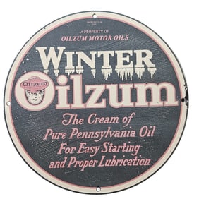 6. Vintage Oilzum Winter Motor Oil Porcelain Sign - Essential for Collectors and Enthusiasts