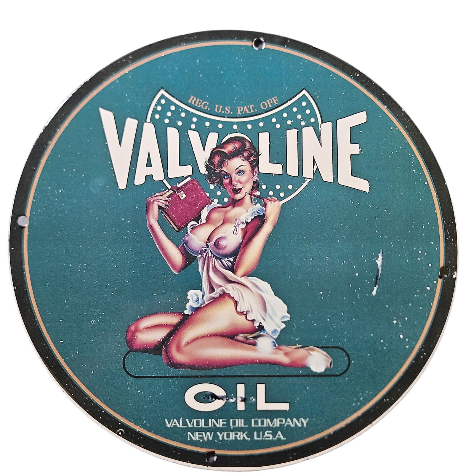 28. Vintage Valvoline Oil Company Porcelain Sign - Retro Automotive Memorabilia (1 of 2)