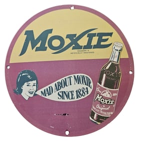 31. Vintage Moxie Porcelain Sign - Mad About Moxie Since 1884 - Retro Advertising Decor