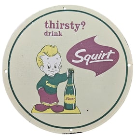 33. Vintage Squirt Soda Porcelain Sign - Thirst Quenching Collectible with Classic Design