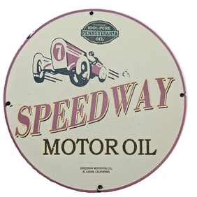 36. Vintage Porcelain Sign: Speed Way Motor Oil ? Classic Automotive Collectible
