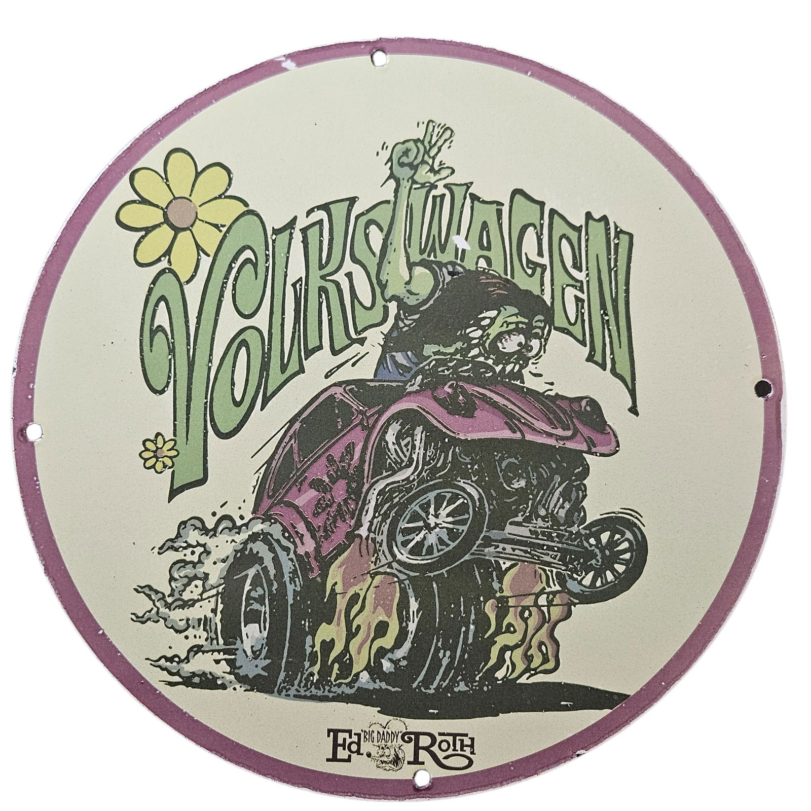 42. Vintage Porcelain Volkswagen Sign ? Classic Car Memorabilia with Bold Graphics (1 of 2)