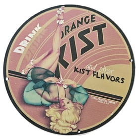 47. Vintage 1939 Porcelain Sign: Drink Orange Kist & Other Kist Flavors