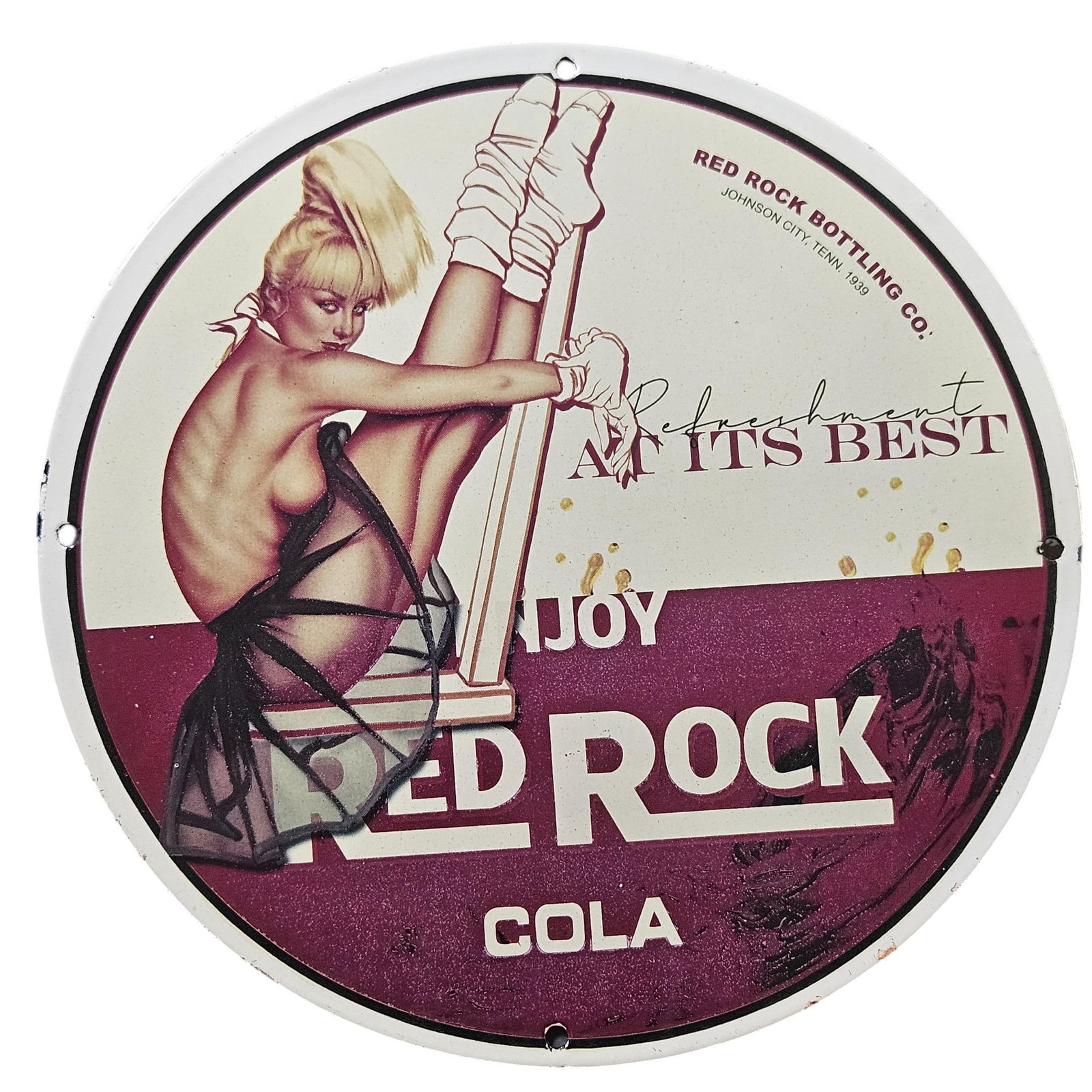 50. Vintage Red Rock Cola Porcelain Sign ? Classic Advertising Display Piece (1 of 2)