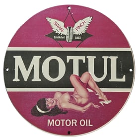 54. Vintage Motul Motor Oil Porcelain Sign - Classic Automotive Memorabilia