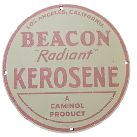 59. Vintage Beacon Radiant Kerosene Porcelain Sign from Los Angeles - Unique Collectible