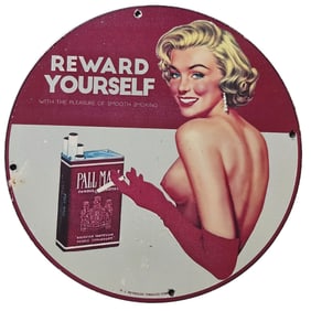 75. Vintage Porcelain Sign: Reward Yourself with Smooth Smoking - Marilyn Monroe Style