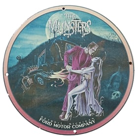 86. The Munsters Vintage Porcelain Sign - Ford Motor Company Detroit Art Collectible