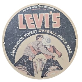 88. Vintage Levi's Porcelain Sign: America's Finest Overall Since 1850 - Western Theme Decor