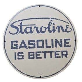 92. Vintage Stanoline Gasoline Porcelain Sign - A Classic Automotive Collectible