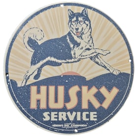 96. Vintage Husky Service Porcelain Sign - Iconic Collectible Artwork for Bidding