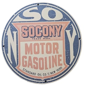 101. Vintage Socony Motor Gasoline Porcelain Sign - Classic Standard Oil Memorabilia