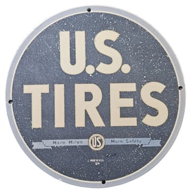 102. Vintage U.S. Tires Porcelain Sign - Classic American Advertising Collectible