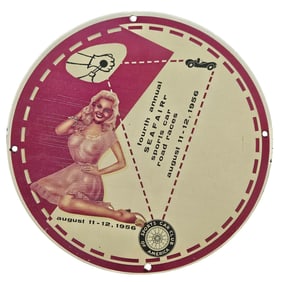 126. Vintage 1956 SEAFAIR Sports Car Races Porcelain Sign | Collectible Automotive Memorabilia