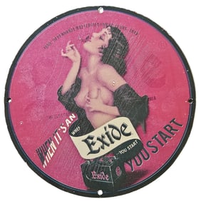 132. Vintage Exide Porcelain Sign: When It's an Exide, You Start - Collectible Automotive Decor