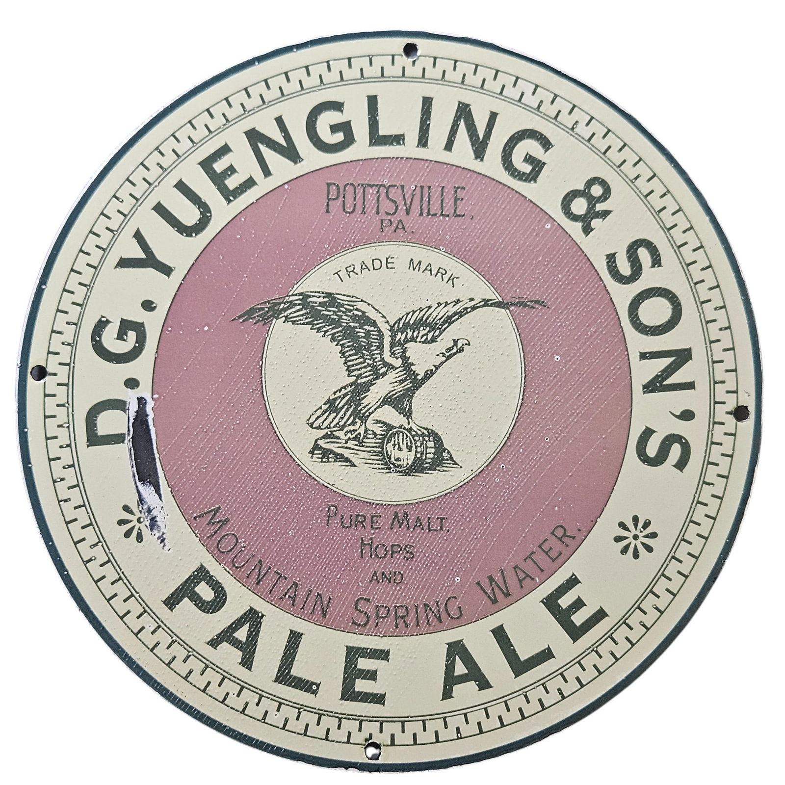 140. D.G. Yuengling & Son's Vintage Porcelain Sign - Pottsville Pale Ale Artwork (1 of 2)