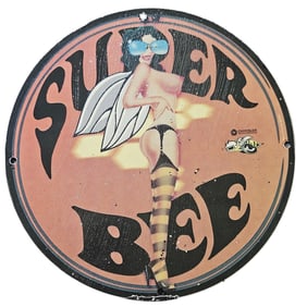 172. Vintage Porcelain Bee Sign - Unique Art Deco Inspired Decor for Collectors