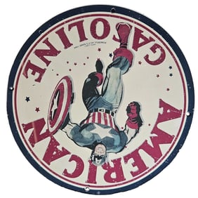 178. Vintage Captain America Porcelain Sign - Rare Collectible Memorabilia for Superhero Fans