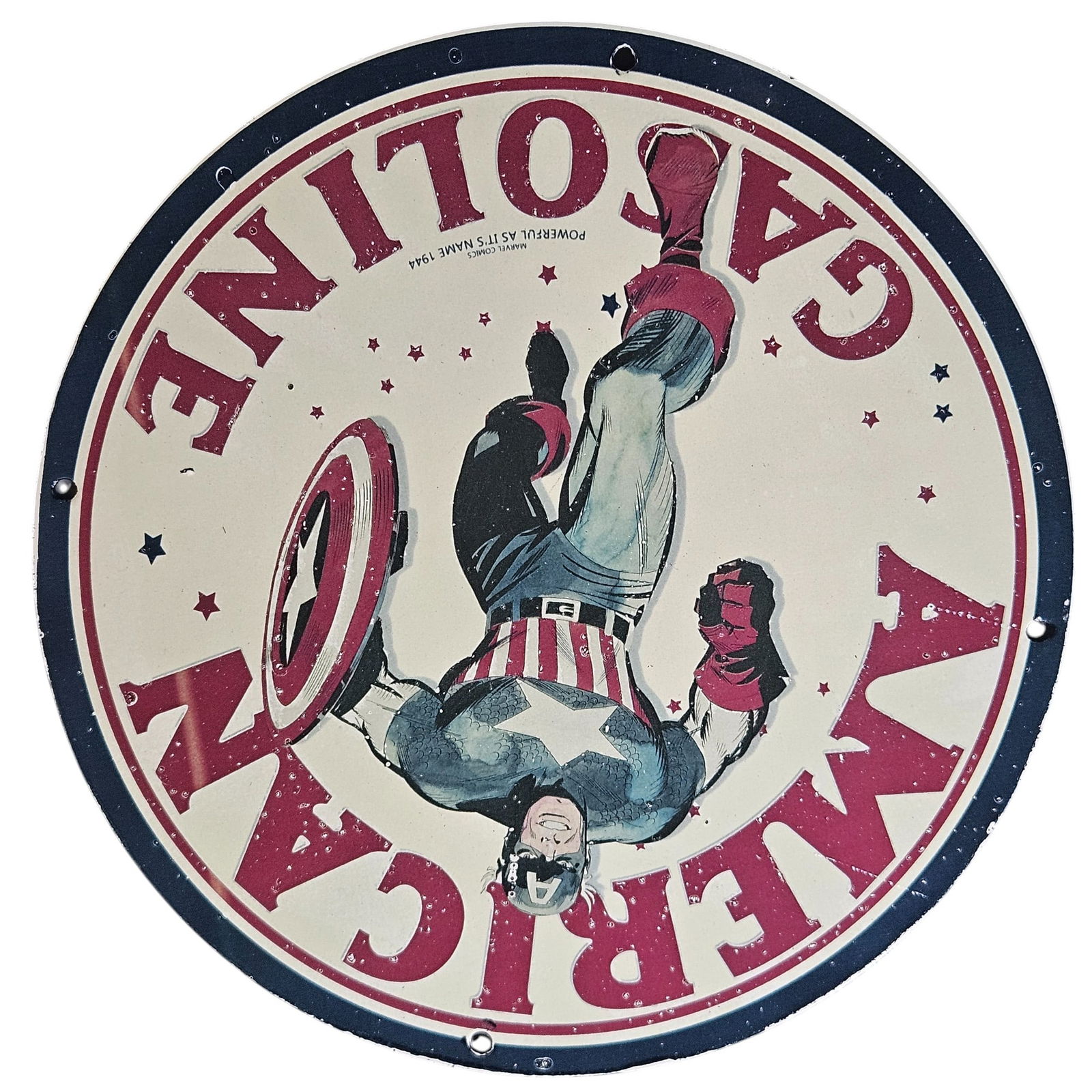 178. Vintage Captain America Porcelain Sign - Rare Collectible Memorabilia for Superhero Fans (1 of 2)