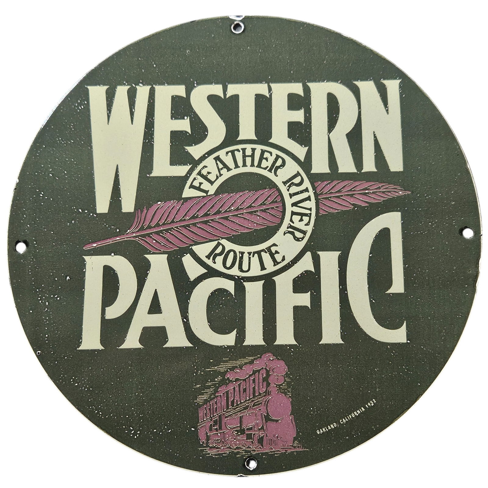 181. Vintage Western Pacific Feather River Route Porcelain Sign - Unique Collectible Art (1 of 2)