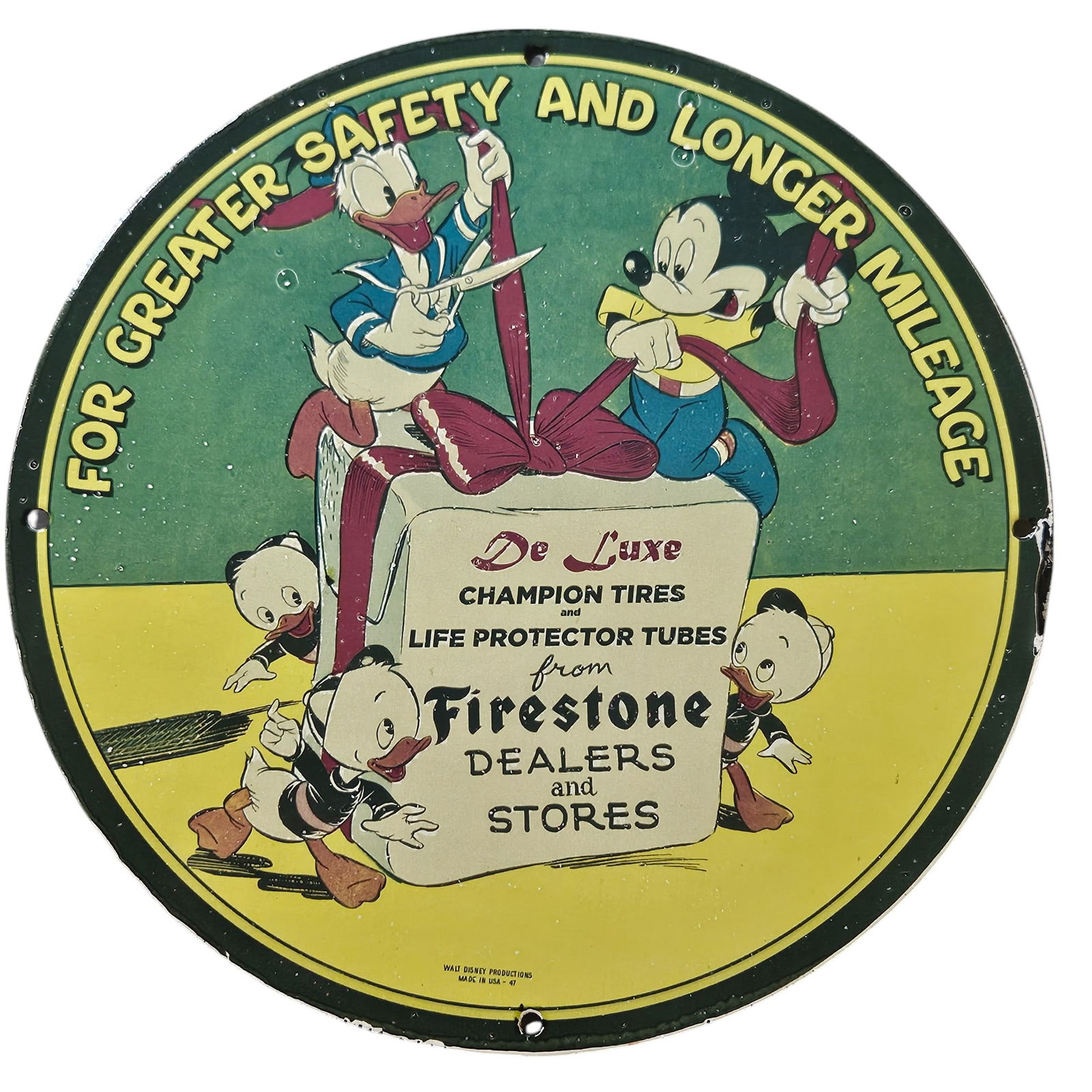 184. Vintage Porcelain Sign Featuring Disney Characters for Firestone Tires (1 of 2)