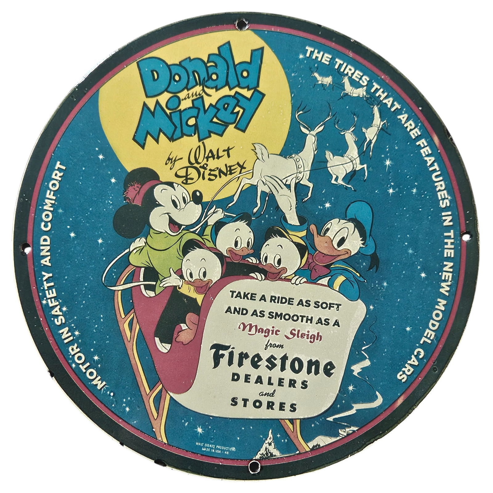 186. Rare Vintage Walt Disney Porcelain Sign Featuring Donald Duck and Mickey Mouse (1930s) (1 of 2)