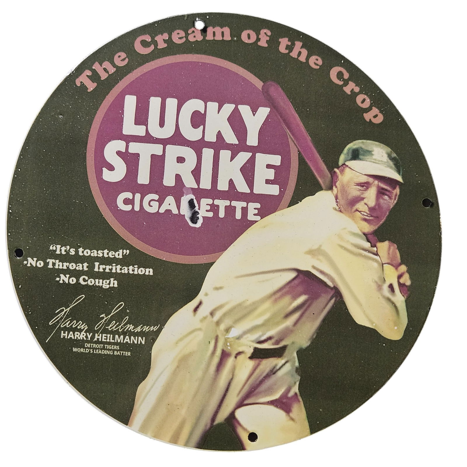 187. Vintage Lucky Strike Porcelain Sign: Iconic Advertising from the 1930s (1 of 2)