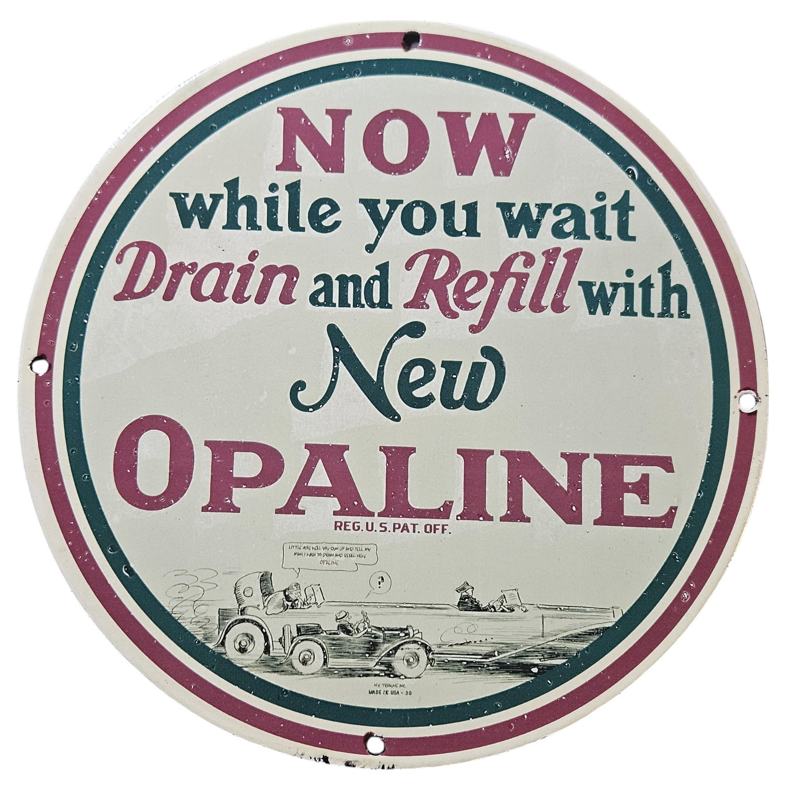 198. Vintage Porcelain Sign for Opaline Automotive Products - Unique Collectible (1 of 2)