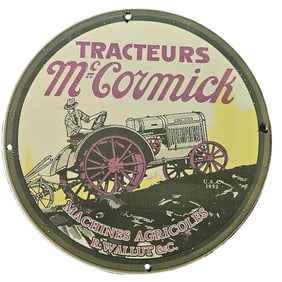 217. Vintage McCormick Tractors Porcelain Sign - 1952 Farm & Agriculture Decor