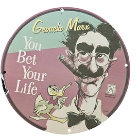 218. Groucho Marx 'You Bet Your Life' Antique Porcelain Sign - Unique Collectible Memorabilia