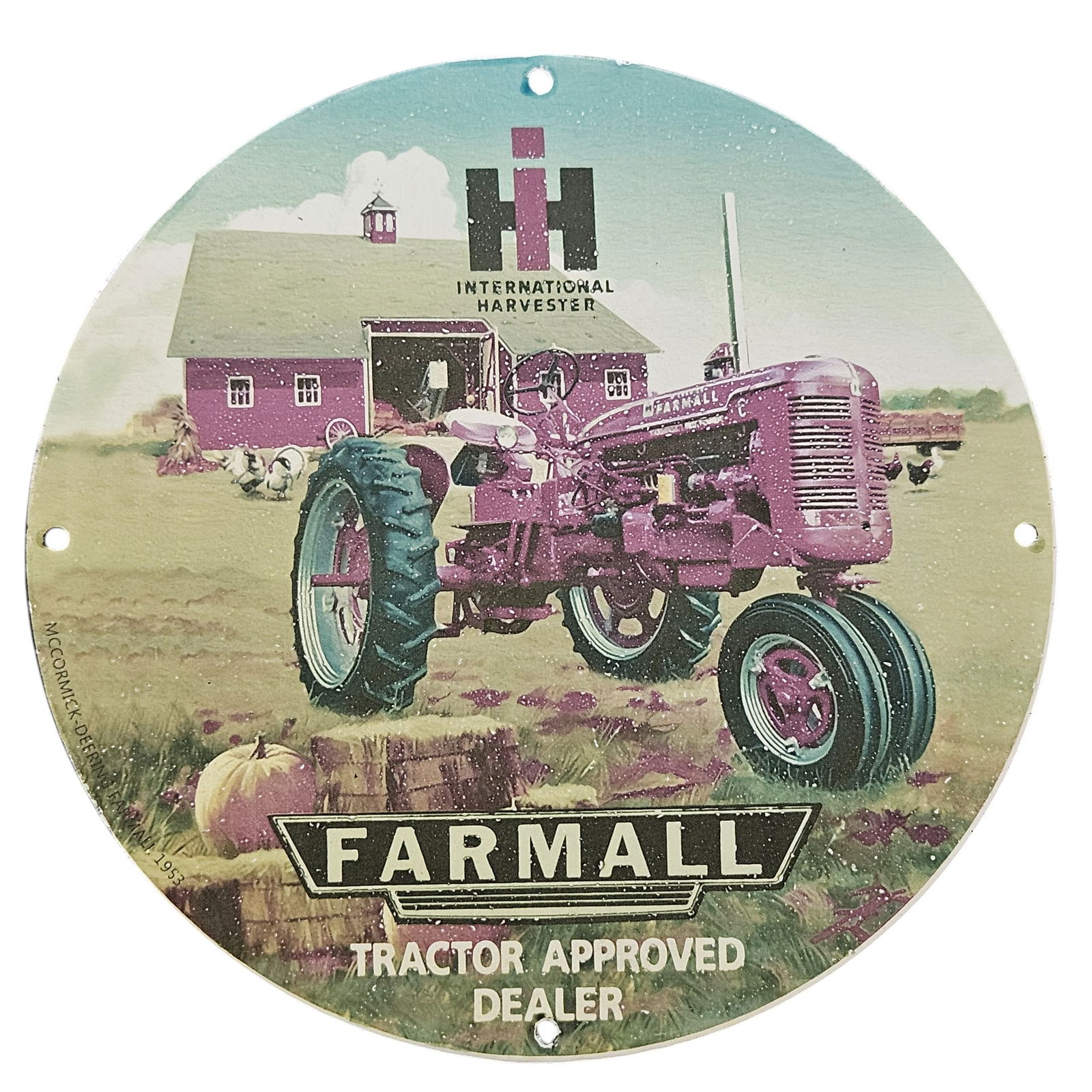 220. Vintage Farmall Tractor Porcelain Sign ? International Harvester Dealer Memorabilia (1 of 2)